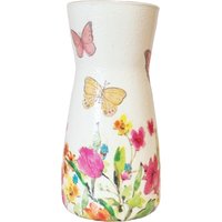 Blumenwiese Schmetterlinge Glasvase, Weiße Karaffe Vase, Decoupage Schmetterlinge, Blumenvase, Mittelstücke von LoneCCreations