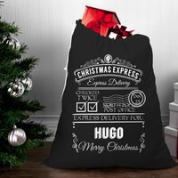 Schwarzer Nikolaussack, Schwarze Weihnachtsdekoration, Nikolaussack Personalisiert, Weihnachtssack Groß, Personalisiert Groß von LoneOwlStudio