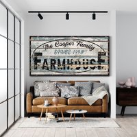 Benutzerdefinierte Bauernhaus Zeichen, Familie Rustikale Dekor, Gehöft Wand Dekoration, Vintage Kunst, Große Leinwand Druck von LoneStarWallArtCo