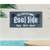 Benutzerdefinierte Pool Side Schild, & Bar Genieße Entspannen Lachen Outdoor Dekor, Schwimmbad Bauernhaus Wand Kunst, Große Leinwand Druck von LoneStarWallArtCo