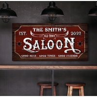 Custom Saloon Schild, Old Town Western Dekoration, Bar & Lounge Wirtshaus Wandkunst, Hausbar, Bauernhaus Leinwanddruck von LoneStarWallArtCo