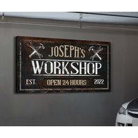 Custom Werkstatt Zeichen, Auto Mechaniker Garage Dekor, Mann Höhle Geschenk Für Ihn, Vatertagsgeschenk, Bauernhaus Wand Kunst, Große Leinwand Kunst von LoneStarWallArtCo