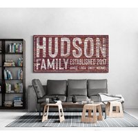 Familie Name Schild Moderne Bauernhaus Nachname Personalisierte Wohnkultur Hergestellt Schilder Vintage Namensschild Rustikal Leinwanddruck von LoneStarWallArtCo