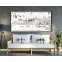 Home Sweet Schild, Moderne Bauernhaus Wanddekor, Familienschild, Modernes Familiennamenschild, Vintage Rustikale Personalisierte Wandkunst, Wohndekor von LoneStarWallArtCo