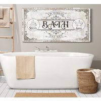 Individuell Angefertigtes Badeschild, Schild, Badezimmer Zeichen, Über Der Badewanne Dekor, Heißes Bad Bauernhaus Wand Kunst, Leinwand Druck von LoneStarWallArtCo