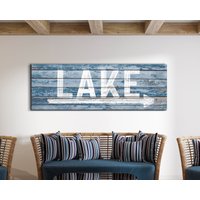 Lake Pfeil Zeichen, See Wie See, Moderne Bauernhaus Wanddekoration, Riesige Leinwand, Haus Wandkunst, Rustikale Vintage, Cabochon Schild von LoneStarWallArtCo