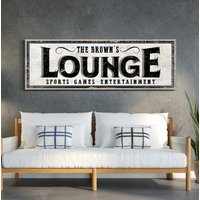 Lounge Schild, Home Decor, Rustikales & Bar Dekor, Man Cave Keller Bauernhaus Wandkunst, Leinwanddruck von LoneStarWallArtCo
