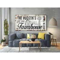 Personalisierte Schild, Familie Bauernhaus Zeichen, Vintage Dekor, Gehöft Wandbehang, Wandkunst, Große Leinwanddruck von LoneStarWallArtCo