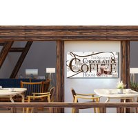 Personalisierte Schokolade Kaffeehaus Zeichen, Schokoladenbar Küchen Dekor, Bauernhaus Wandkunst, Rustikale Leinwand Wandkunst von LoneStarWallArtCo