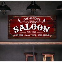 Personalisiertes Saloon-Schild, Western-Saloon-Dekor, Old Town Bar-Schild, Lounge-Schild, Wirtshaus-Wandkunst, Hausbar, Bauernhaus-Wandkunst von LoneStarWallArtCo