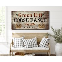 Personalisiertes Schild Für Pferdefarm, Rustikales Outdoor-Ranch-Schild, Familiennamen-Schild, Vintage-Bauernhaus-Ranch-Schild, Modernes Bauernhaus von LoneStarWallArtCo