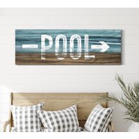 Pool Schild, Schild Mit Pfeil, Richtungsschild, Haus Dekor, Bauernhaus Wand Kunst, Leinwand Druck von LoneStarWallArtCo