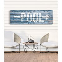 Pool Schild Mit Pfeil, Richtungsschild, Schwimmbad Schild, Haus Dekor, Bauernhaus Wand Kunst, Leinwand Druck von LoneStarWallArtCo