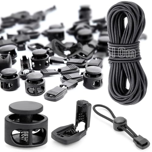 10m Elastische Gummischnur 3mm, Gummiband Rund Schnur Elastische Gummiseil mit 40 Kordelstopper Kordelklemme 20 Kordelstopper 2 Loch Schwarz Gummikordel für Kordelzug Rucksack Bekleid Wäscheleinen 10m Elastische Gummischnur 3mm, Gummiband Rund Schnur Elastische Gummiseil mit 40 Kordelstopper Kordelklemme 20 Kordelstopper 2 Loch Schwarz Gummikordel für Kordelzug Rucksack Bekleid Wäscheleinen von Lonely high heels