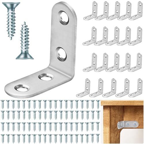 20 Stück Winkelverbinder Winkel Edelstahl 40x40mm Kleine Winkel mit 80 Edelstahl Screws Metallwinkel 90 Grad Winkeleisen für Holz Möbel Tabelle Stuhl Bücherregal Schränke Anbau Winkel Bracket von Lonely high heels