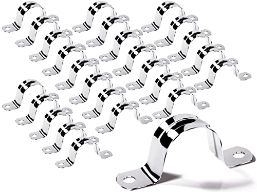 Edelstahl befestigungsschelle Rohrschelle 32mm Zweiloch U-förmige Metallschellen 25 Stück Metall U-Typ Rohrschellen für Befestigung der Gasrohre Wasserrohre und Kabeln(M32) von Lonely high heels
