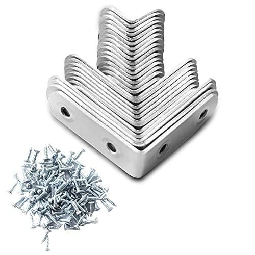 28 Stück Winkelverbinder Winkel Edelstahl Metallwinkel 90 Grad Winkeleisen mit 100 Edelstahl Screws für Holz Möbel Tabelle Stuhl Bücherregal Schränke Anbau Winkel Bracket (20+40+50MM) von Lonely high heels