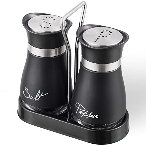 Salt and Pepper Shakers Set, Edelstahl mit Glasflasche für Tisch, RV, Camp, BBQ, 2 Stück, Schwarz Salt and Pepper Shakers Set, Edelstahl mit Glasflasche für Tisch, RV, Camp, BBQ, 2 Stück, Schwarz von Lonffery