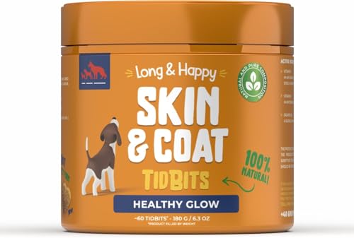 Prebiotische Hundesnacks – Haut, Fell, Immunsystem & Verdauung – Getreidefreie Hundeleckerli mit Probiotika, Lachsöl, Vitamin A & E – 180g von Long & Happy