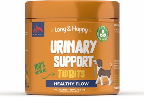 Tidbit Hundesnacks – Unterstützung der Harnfunktion, Immunsystem & Verdauung – Ergänzungsfuttermittel für Hunde, Unterstützung der Hydratation - Hundeleckerli Getreidefrei - 60 Stück Tidbit Hundesnacks – Unterstützung der Harnfunktion, Immunsystem & Verdauung – Ergänzungsfuttermittel für Hunde, Unterstützung der Hydratation - Hundeleckerli Getreidefrei - 60 Stück von Long & Happy