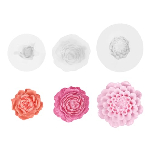 3 Stück Kerzen Formen Silikon Dahlie Jasmin Pfingstrose Silikonformen Gießformen Frühling Kerzen Kerzenformen zum Gießen Blumen 3D von LongHoneySong