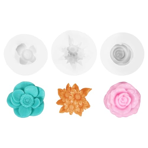 3 Stück Kerzen Formen Silikon transparent Rose Sonnenblume Anemone Silikonformen Gießformen Frühling Kerzen Kerzenformen zum Gießen Blumen 3D von LongHoneySong