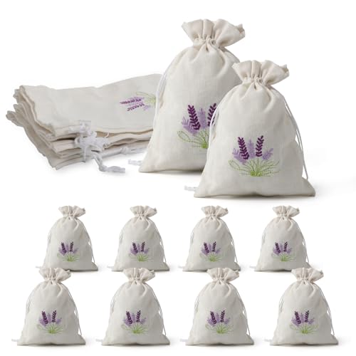 8 Stück Lavendelsäckchen Leer Lavendel Säckchen Duftsäckchen Leer Stoffsäckchen Kordelzug Weiß Stoffbeutel Klein für Lavendel, Gewürz und Vanille in Zwei Größen (4*[13 * 18cm]+4*[10 * 14cm]) von LongHoneySong