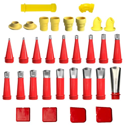 Universeller Integrierter Gummidüsen-Werkzeugsatz 2024 Neue Kartuschenspitzen Silikon Spitzen Silikonspritze Aufsätze Kartuschenspitze Silikondüsen Silikondüse(32PCS[6 Gummibasis]) von LongHoneySong