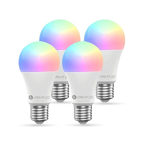 4er Set E27 10W RGB+CCT Wi-Fi Smart LED-Lampe 806 Lumen Leuchtbirne Glühbirne Leuchtmittel Alexa-Glühbirnen Smartlampen mit Farbwechsel Smart Home Lampen von LongLife LED GmbH by HK