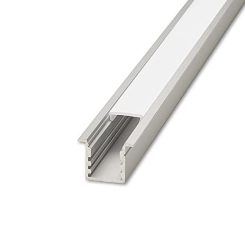 LED Fugen-Profil eloxiert 20 x 15mm opal 100cm für LED-Streifen/Strips/Leisten | Qualitativ hochwertiges Aluminiumprofil mit milchiger/opaler Acrylabdeckung von LongLife LED GmbH by HK