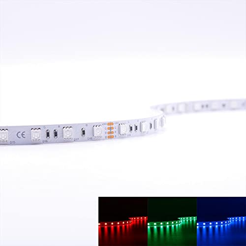 LED RGB Strip SMD5050 DC 24V 14,4W IP20 60 LED/m 5m mit Farbwechsel LED-Streifen Lichtband LED-Band Lichterkette Lichtstreifen Lichtleiste für den Innenbereich von LongLife LED GmbH by HK