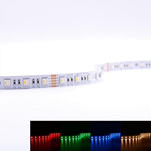 LED RGBW Strip SMD5050 3000K DC 24V 15W IP20 60 LED/m 5m LED-Streifen mit Farbwechsel geeignet für Innenräume oder als Hintergrundbeleuchtung LED-Band Lichtleiste Lichterkette dimmbar von LongLife LED GmbH by HK