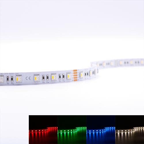 LED RGBW Strip SMD5050 4000K DC 24V 15W IP20 60 LED/m 5m LED-Streifen mit Farbwechsel geeignet für Innenräume oder als Hintergrundbeleuchtung LED-Band Lichtleiste Lichterkette dimmbar von LongLife LED GmbH by HK