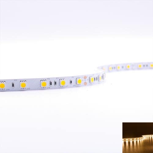 LED Strip SMD5050 3000K DC 24V 14,4W IP20 60 LED/m 5m Warmweiß Innenbeleuchtung Hintergrundbeleuchtung LED-Streifen Lichtleiste Lichtband mit rückseitigem Klebestreifen von LongLife LED GmbH by HK