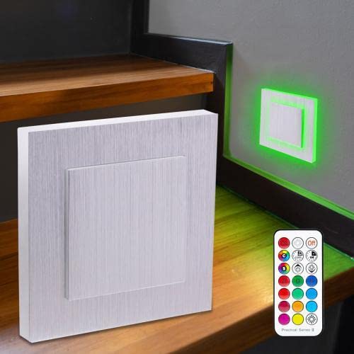 LongLife LED Treppenleuchte 230V Stufenlicht eckig Alu-gebürstet - Unterteil Lichtfarbe: RGB Warmweiß 3W Treppenbeleuchtung Stufenbeleuchtung Treppenlicht Wandleuchte… von LongLife LED GmbH by HK