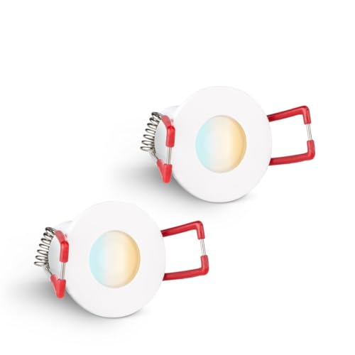 LongLife LED 2er Set Einbaustrahler Mini 3W CCT 2700K-6500K 2700K weiß RAL 9016 IP65 Dimmbare Strahler für Terrassenüberdachung, Carports, Dachüberständen von LongLife LED GmbH by HK