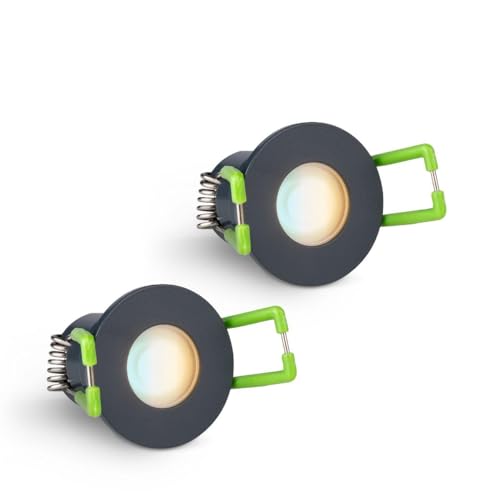 LongLife LED 2er Set Einbaustrahler Mini 3W CCT 2700K-6500K anthrazit RAL 7016 IP65 Dimmbare Strahler für Terrassenüberdachung, Carports, Dachüberständen von LongLife LED GmbH by HK
