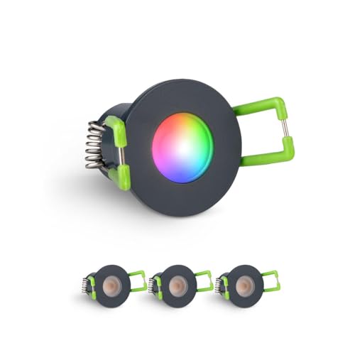 LongLife LED 4er Set Einbaustrahler Mini 3W RGBW anthrazit RAL 7016 IP65 Dimmbare Strahler für Terrassenüberdachung, Carports, Dachüberständen von LongLife LED GmbH by HK