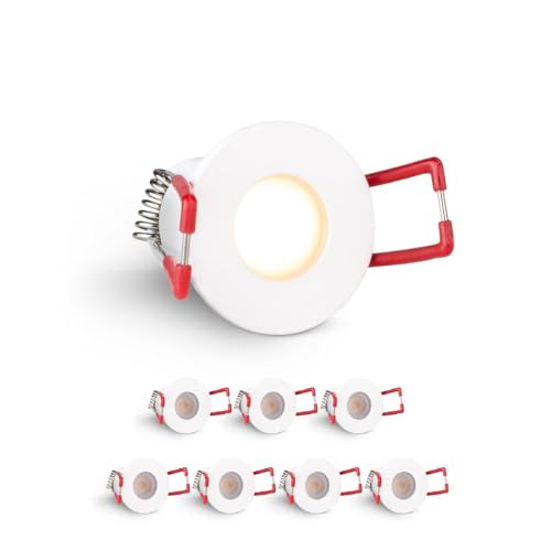 LongLife LED 8er Set Einbaustrahler Mini 3W 2700K weiß RAL 9016 IP65 Dimmbare Strahler für Terrassenüberdachung, Carports, Dachüberständen von LongLife LED GmbH by HK