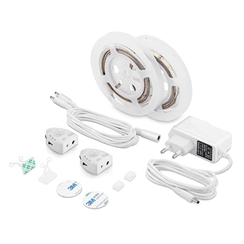 LongLife LED Bettlicht Set mit 2 Bewegungssensoren Ein/Aus dimmbar warmweiss Schlafzimmerbeleuchtung Bettbeleuchtung LED-Streifen für das Bettgestell Nachtlicht rückseitiger Klebestreifen… von LongLife LED GmbH by HK