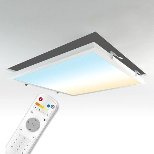 LongLife LED CCT LED Panel Set E | 62x62cm 36W 3000K-6000K Einbau-Rahmen weiß Netzteil Fernbedienung von LongLife LED GmbH by HK