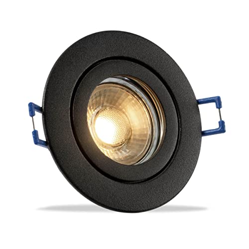 LongLife LED Einbauspot IP44 rund - Abdeckring: schwarz - LED Leuchtmittel: GU10 5W neutralweiß LED Spot für den Innen und Außenbereich Feuchträume Badezimmer moderner Einbaustrahler Deckenspot von LongLife LED GmbH by HK