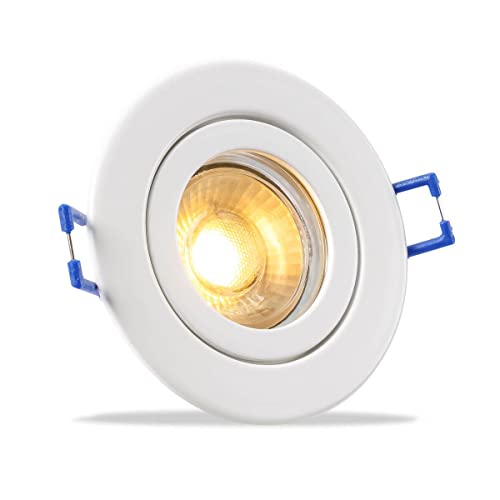 LongLife LED Einbauspot IP44 rund - Abdeckring: weiß - LED Leuchtmittel: GU10 5W warmweiß dimmbar LED Spot für den Innen und Außenbereich Feuchträume Badezimmer Deckenspot von LongLife LED GmbH by HK