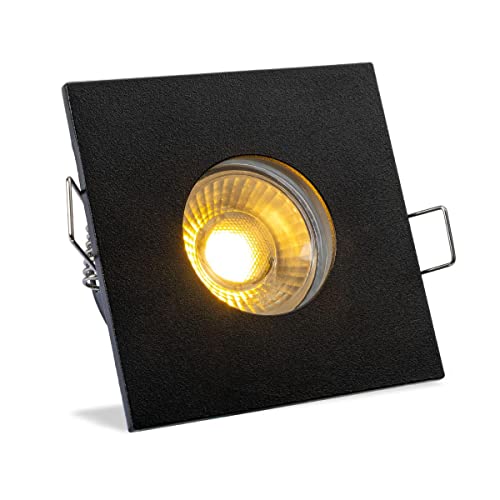 LongLife LED Einbauspot IP65 eckig - Abdeckring: schwarz - LED Leuchtmittel: GU10 5W warmweiß LED Spot für den Außenbereich Feuchträume Badezimmer moderner Einbaustrahler Deckenspot von LongLife LED GmbH by HK