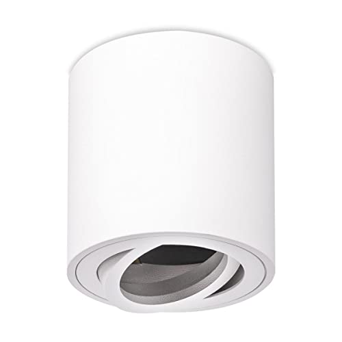 LongLife LED Runder Aufbaustrahler weiß schwenkbar Deckenbeleuchtung - LED Leuchtmittel: Ohne GU10-Lampe | Deckenleuchte Deckenlampe Deckenstrahler Leuchte von LongLife LED GmbH by HK