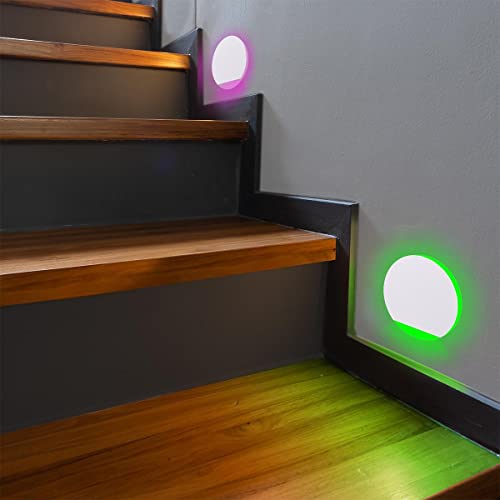 LongLife LED Stufenlicht 230V Treppenbeleuchtung rund eckig weiß - Unterteil Lichtfarbe: Smart Tuya RGB CCT 5W von LongLife LED GmbH by HK