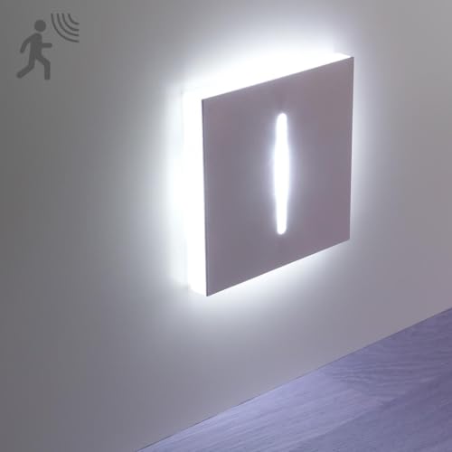 LongLife LED Treppenleuchten mit Bewegungsmelder eckig weiß 1,5W - Lichtfarbe: Kaltweiß - Lichtaustritt: Fokus Einbauleuchte für Treppen, Flur von LongLife LED GmbH by HK