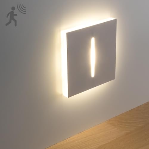 LongLife LED Treppenleuchten mit Bewegungsmelder eckig weiß 1,5W - Lichtfarbe: Warmweiß - Lichtaustritt: Fokus Einbauleuchte für Treppen, Flur von LongLife LED GmbH by HK