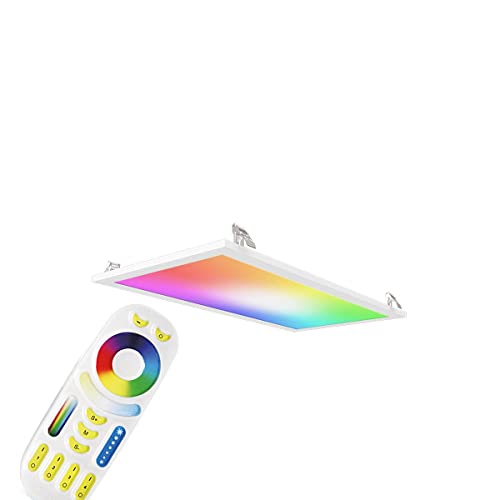 LongLife LED RGB+CCT LED Panel 60x30cm inkl. MiBoxer Smarthomesteuerung 24W 24V Rahmen weiß - Panelmontage: Deckenhalterung Clips Deckenleuchte Einbauleuchte Deckenpanel von LongLife LED GmbH by HK