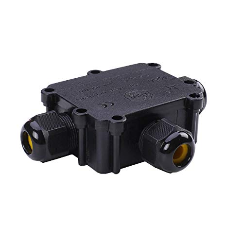 Verbindungsbox T 3-fach 5-polig IP68 wasserdicht 24A 450V Abzweigdose Verteilerdose Verbindungsdose Verbindungsmuffe Kabelverbinder für den Außenbereich Erdverteilerdose… Schwarz von LongLife LED GmbH by HK